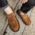 New Fashion Breathable Comfortable Casual Wild Wear-Resistant Non-Slip Work Martin Big Toe Round Shoes Men's Leather Shoes